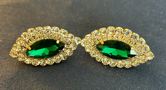 Green, Gold and Fuchsia, Gold CZ Cufflinks￼