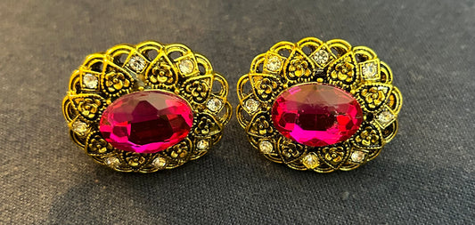 Fuchsia and Gold Cufflinks